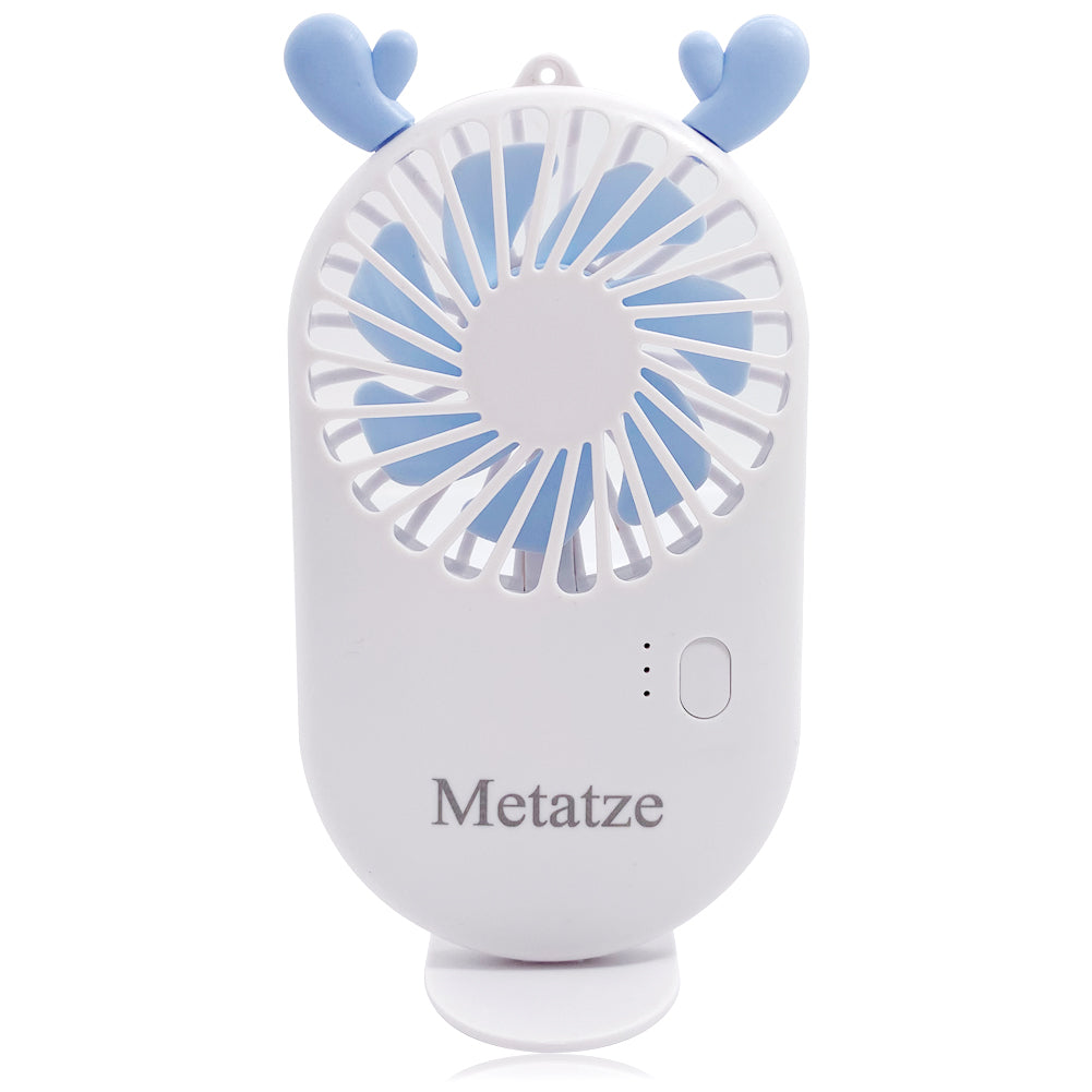 Metatze Mini Handheld Fan Portable Pocket Fan for Home Office Outdoor Travel - White Christmas Elk