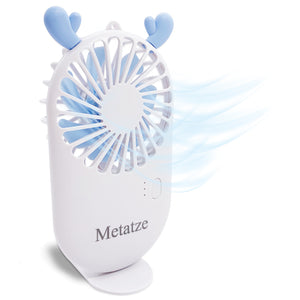 Metatze Mini Handheld Fan Portable Pocket Fan for Home Office Outdoor Travel - White Christmas Elk